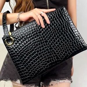 Faux Crocodile Wristlet